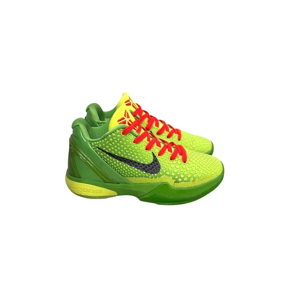 Nike Zoom Kobe 6 Protro Low Grinch Green Sneakers Red Laces Men's 5.5